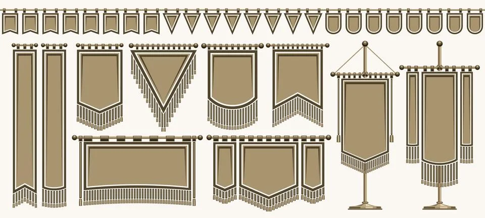 Vector Medieval Flag Set 스톡 일러스트