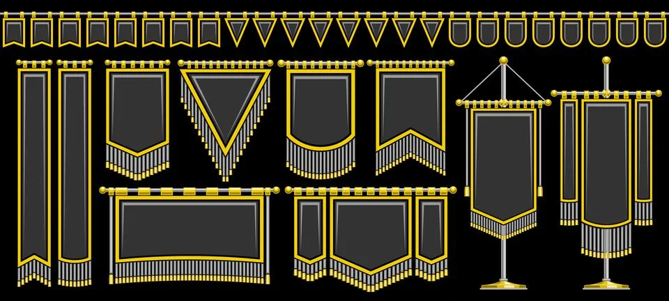 Vector Medieval Flag Set 스톡 일러스트