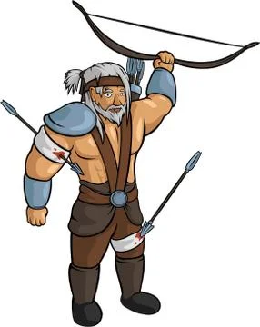 Vector medieval self-wounded archer Illustrazione stock