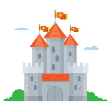 Vector medieval stone castle Stock Illustration