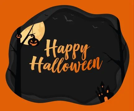 Vector medium rectangle banner size Halloween word background with layer fram Stock Illustration