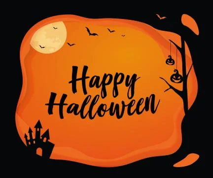 Vector medium rectangle banner size Halloween word, background with layer fra Stock Illustration