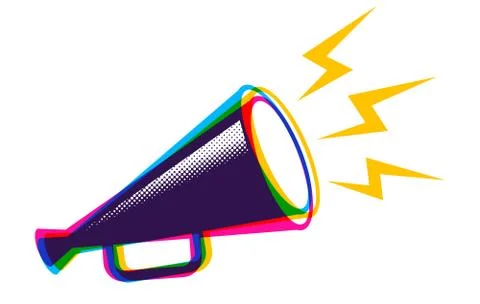 Vector megaphone in CMYK style. Stock Illustration