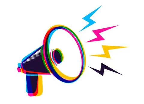 Vector megaphone in CMYK style. Иллюстрация