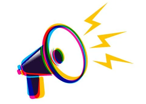 Vector megaphone in CMYK style. 库存插图