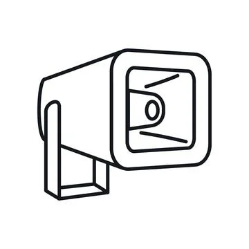 Vector Megaphone in outline style isolated on white Stock Illustration