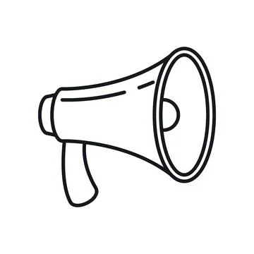 Vector Megaphone in outline style isolated on white Stock Illustration