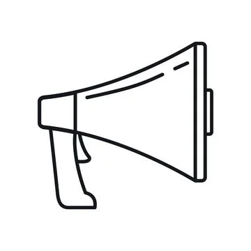 Vector Megaphone in outline style isolated on white Stock Illustration