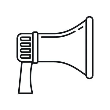 Vector Megaphone in outline style isolated on white Stock Illustration