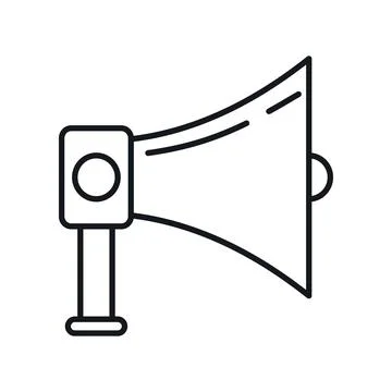 Vector Megaphone in outline style isolated on white Stock Illustration