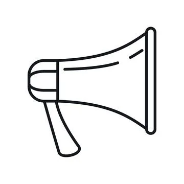 Vector Megaphone in outline style isolated on white 스톡 일러스트