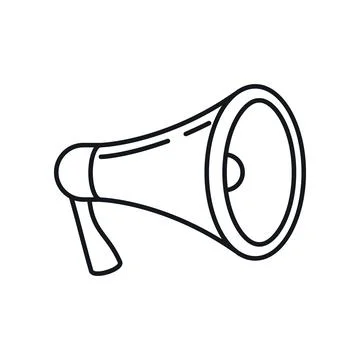 Vector Megaphone in outline style isolated on white Stock Illustration