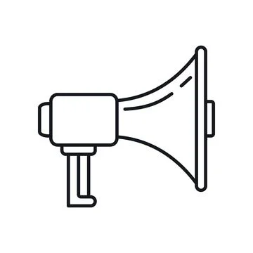 Vector Megaphone in outline style isolated on white Stock Illustration