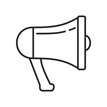 Vector Megaphone in outline style isolated on white Stock Illustration
