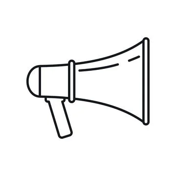 Vector Megaphone in outline style isolated on white Stock Illustration