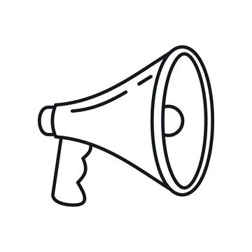 Vector Megaphone in outline style isolated on white Stock Illustration