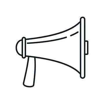 Vector Megaphone in outline style isolated on white Illustrazione stock