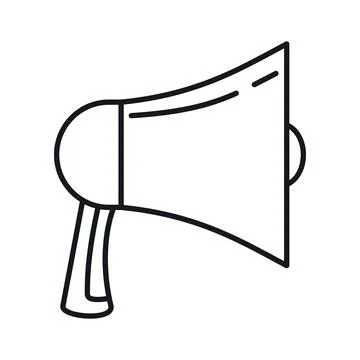 Vector Megaphone in outline style isolated on white Stock Illustration