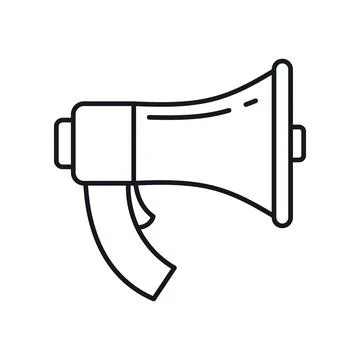 Vector Megaphone in outline style isolated on white Illustrazione stock