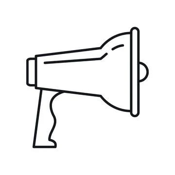 Vector Megaphone in outline style isolated on white Illustrazione stock