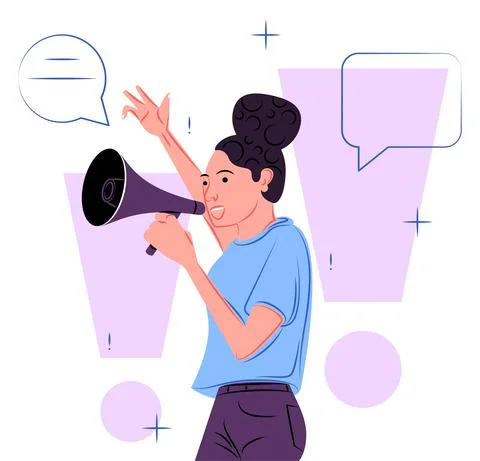 Vector megaphone in shadow of sharp lines style Stock Illustration