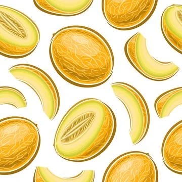 Vector Melon Seamless Pattern Stock Illustration