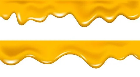 Vector melted bee honey background, melting cheese liquid border. Illustrazione stock