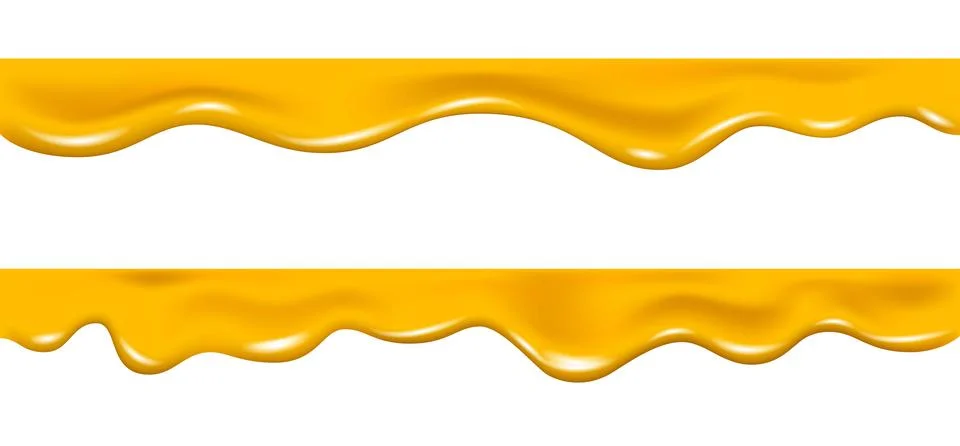 Vector melted bee honey background, melting cheese liquid border. Illustrazione stock