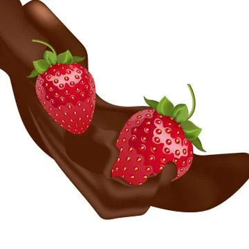 Vector melted chocolate and strawberries Stock Illustration