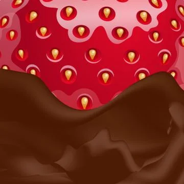 Vector melted chocolate and strawberries Stock Illustration
