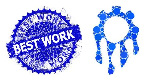 Vector Melting Gear Collage of Dots and Rubber Best Work Badge Illustrazione stock