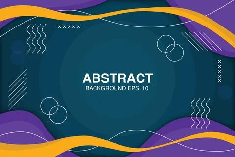 Vector Memphis background with a yellow line, purple and blue circles Illustrazione stock