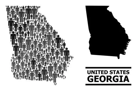 Vector Men Collage Map of Georgia State and Solid Map Stockillustratie