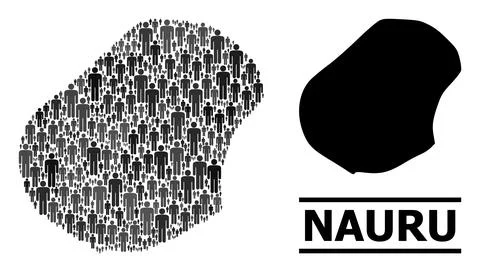 Vector Men Collage Map of Nauru and Solid Map イラスト素材