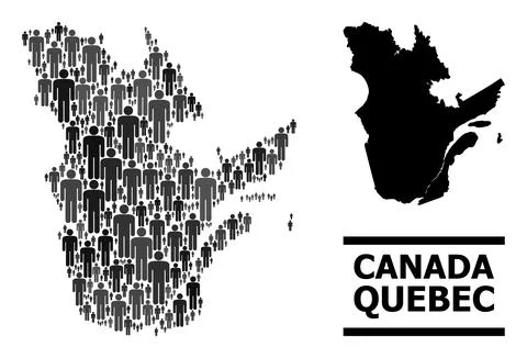 Vector Men Collage Map of Quebec Province and Solid Map Stock Illustration