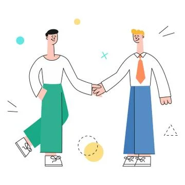 Vector men colleagues shaking hands Stock Illustration