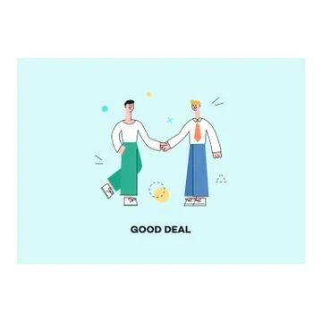 Vector men colleagues shaking hands Stock Illustration