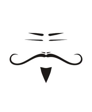 Vector men face with mustache isolated on white Stock Illustration