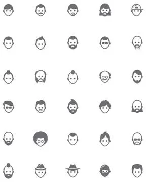 Vector men faces icon set Stock Illustration