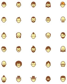 Vector men faces icon set Stock Illustration