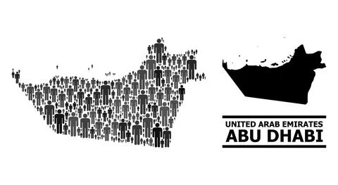 Vector Men Mosaic Map of Abu Dhabi Emirate and Solid Map Stock Illustration