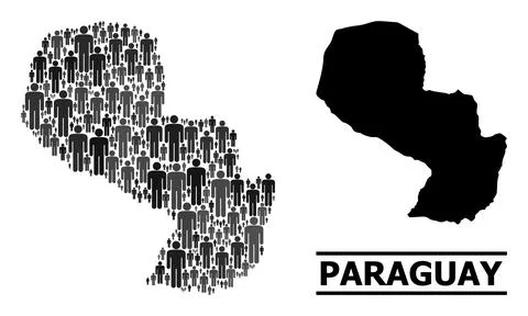 Vector Men Mosaic Map of Paraguay and Solid Map イラスト素材