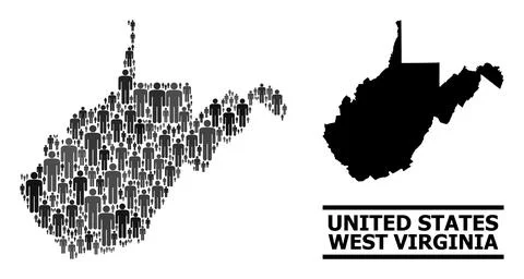 Vector Men Mosaic Map of West Virginia State and Solid Map Illustrazione stock