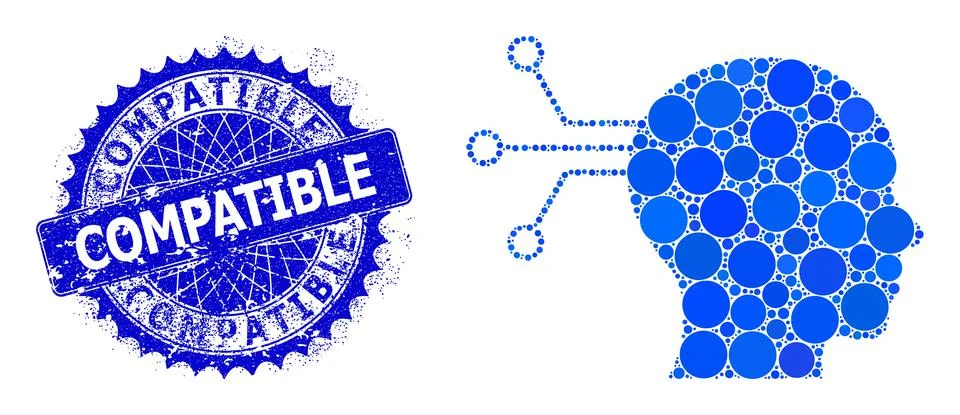 Vector Mental Interface Collage of Small Circles and Textured Compatible Seal Stock Illustration