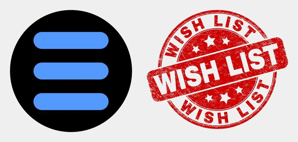 Vector Menu List Icon and Grunge Wish List Seal Stock Illustration