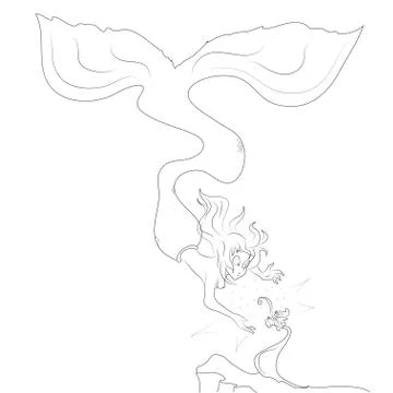 Vector mermaid silhouette Stock Illustration