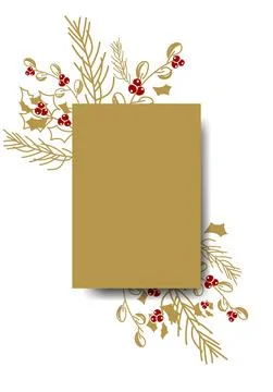 Vector. Merry Christmas and Happy New Year floral background, copy space. Stock Illustration