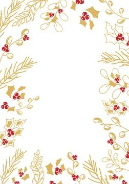 Vector. Merry Christmas and Happy New Year floral background, copy space. Stock Illustration