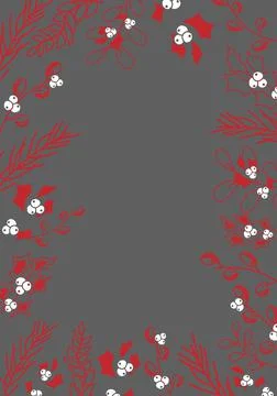 Vector. Merry Christmas and Happy New Year floral background, copy space. Stock Illustration