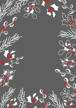 Vector. Merry Christmas and Happy New Year floral background, copy space. Stock Illustration